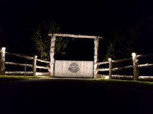 One of two gates with a security pad code for each guest.